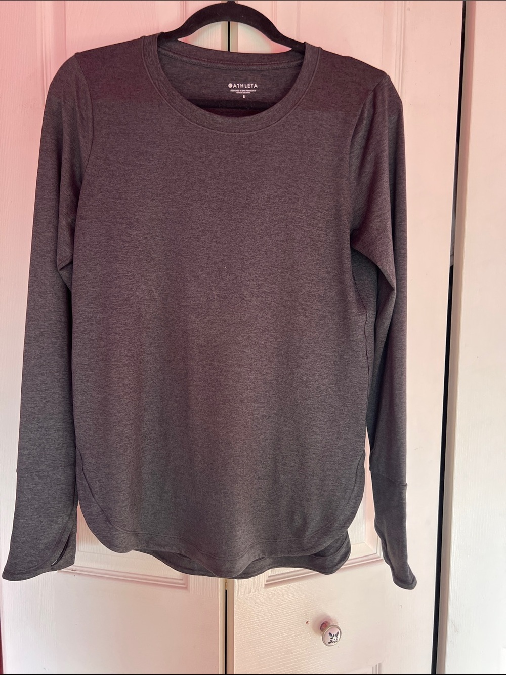 Athleta Charcoal Gray Long Sleeve Crewneck Top Size Small